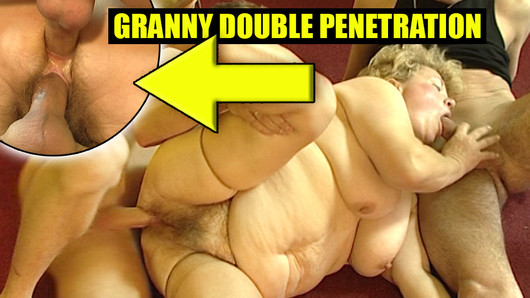 Fat hairy granny gets double penetrated!!!