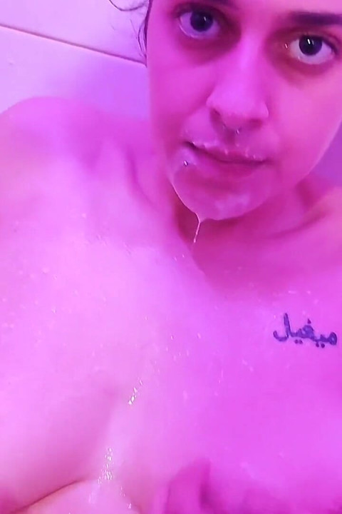 Wet and Messy Milky Shower All Over Me Rubbing Boobs Pussy