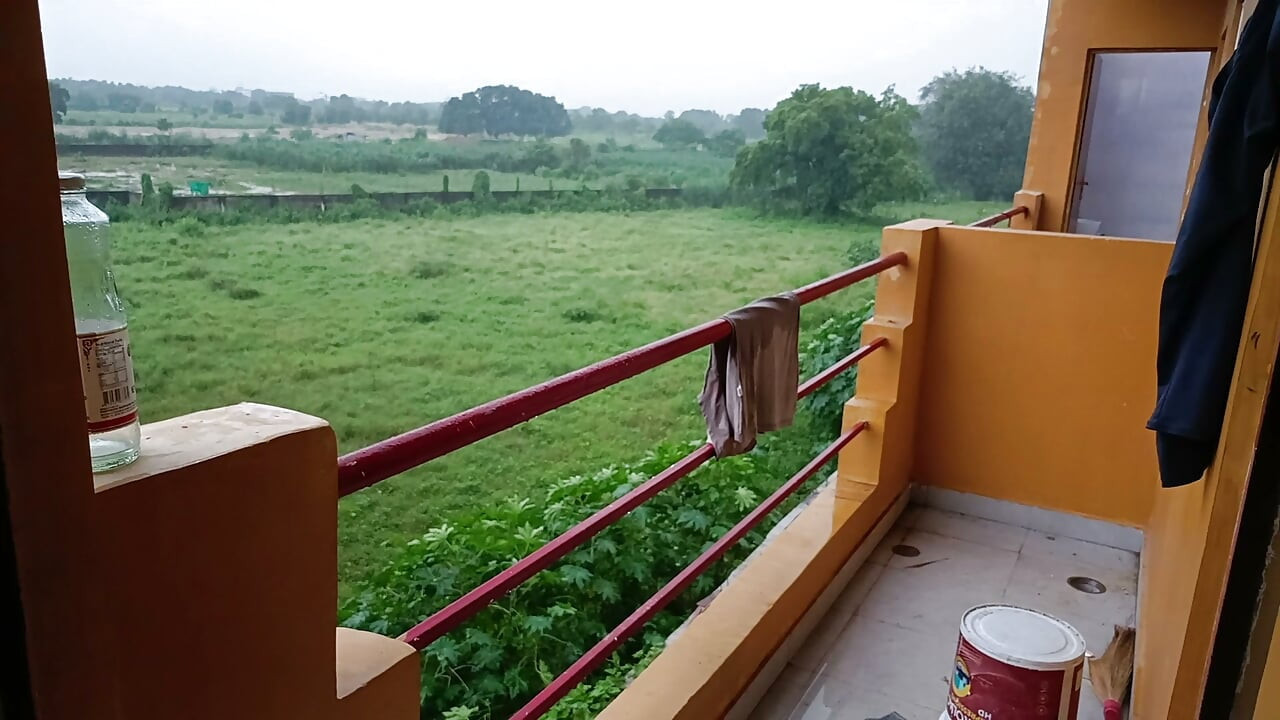 Indian Boy Naked in Rain in Balcony Huge Cock Masturbation