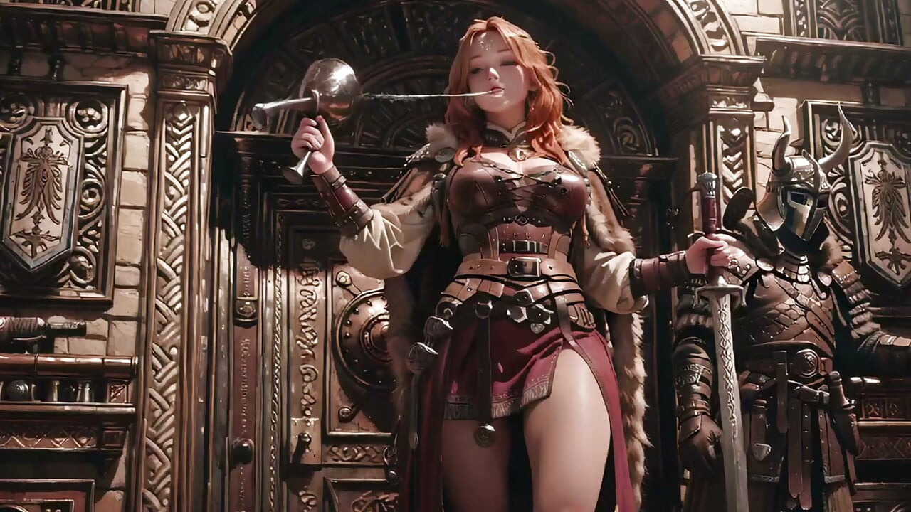 Kırmızı Kraliçe'nin Destansı Yolculuğu! Gotik salonda soğuk güzellik, ağır zırhın altında tembel bir savaşçı mı?