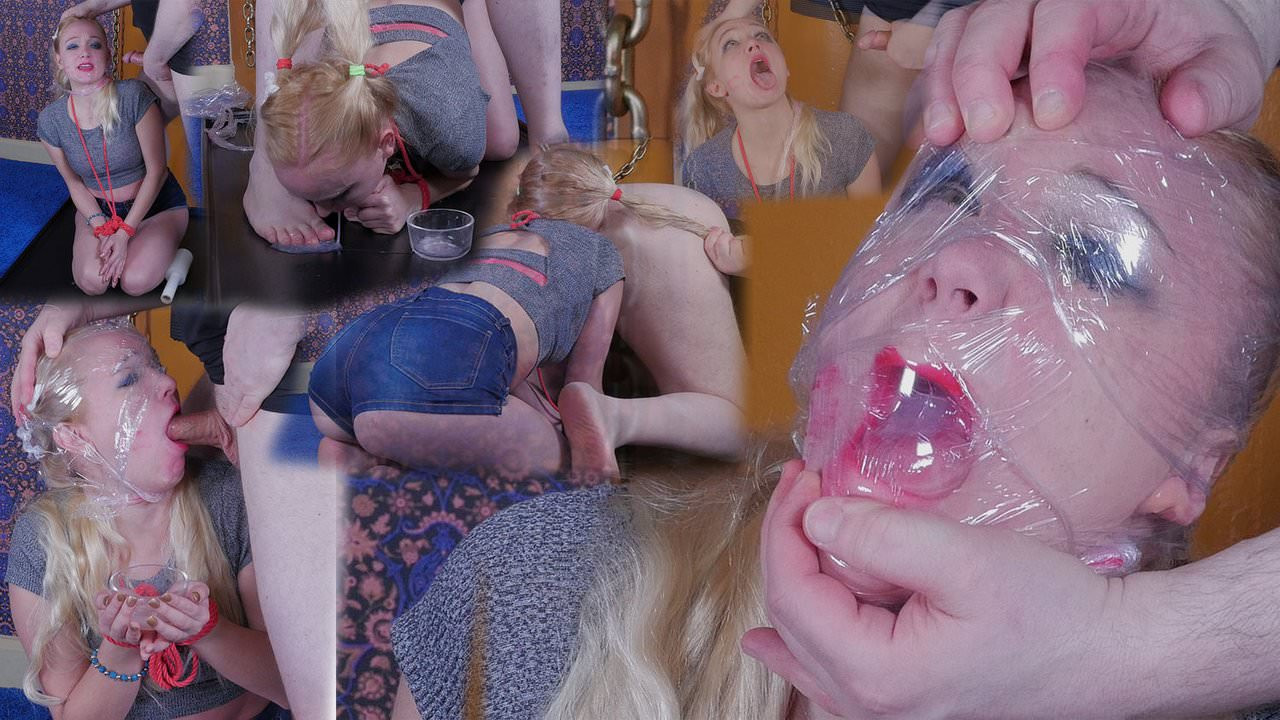 Little blond PAWG enslaved to cum and cock