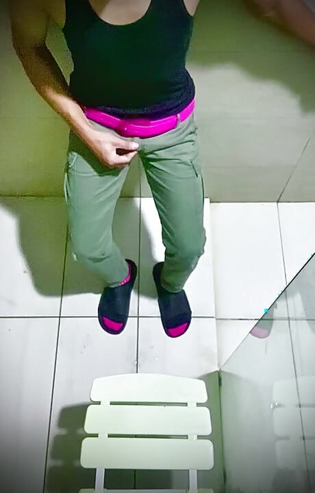 Teen asian boy in bathroom