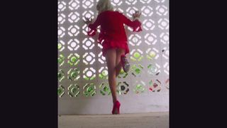 Crossdresser Lili In Red Heels Pissed And Fucked