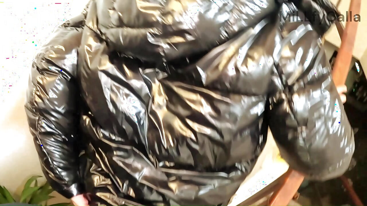 Shiny Downjacket Stairway Fuck. Deepthroat, Hard Doggy and Cum on My Jacket