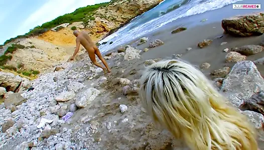 Fucking with the blonde girlfriend by the sea in the cliffs
