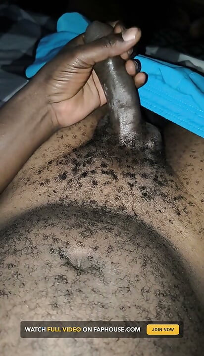 Late Night Horny Hairy African Male Stroking Dick and Releases Loads of Cum After the Lady Didn't Show up for Sex