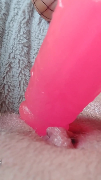 Masturbation with dildo and orgasm