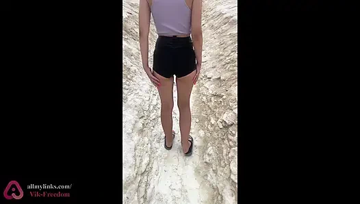 Public sex in nature! Fucked a blonde on a hiking trail! POV!