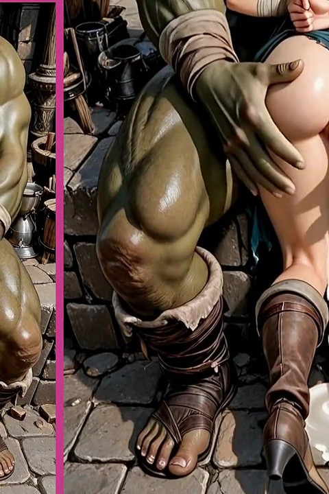 Blonde Elf Babe Gets a Pounding From the Orc King's Cock, Waifu Hentai Animation