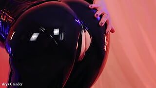 Latex Rubber Fetish Catsuit Free Video Big Ass Tease and JOI by Mistress Arya Grander
