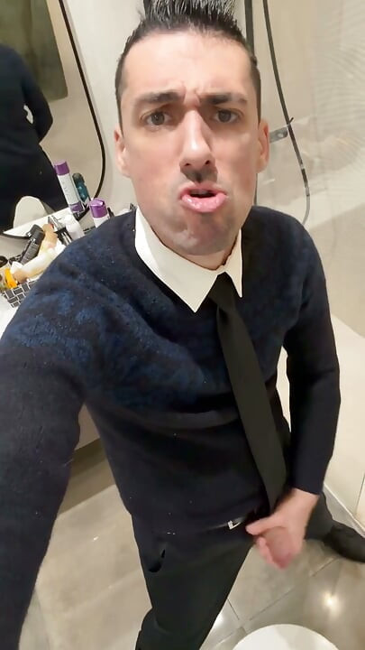 Stepdaddy Showing off Big Cock and Pissing