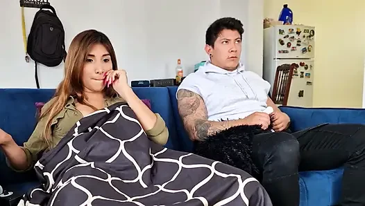 Horny MILF hides her sex machine under the covers! And her stepson discovers it!