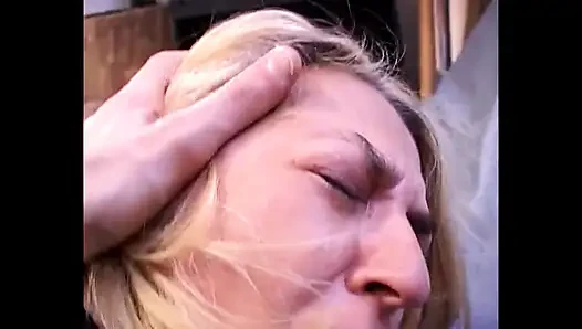 Rough and Bad Guy Fuck Wildly a Sexy Blonde MILF in Black Stockings