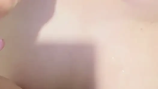 Ignored jerk off on gf's perfect tits
