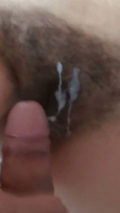 Compilation of big cumshots on my Latina wife's hairy pussy | Clip 1