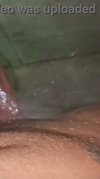 No hands water masturbation. Letting the stream of water fall on my big uncut latino cock until it makes me cum hands fr | Clip 1