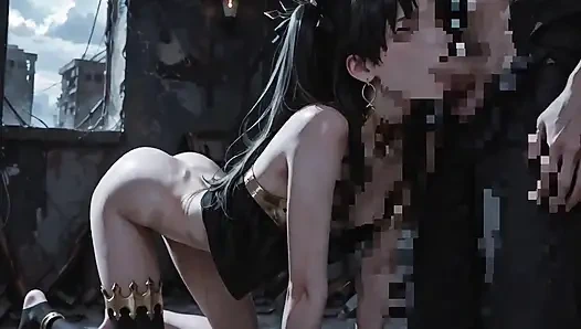 Alacakaranlıkta tapınakta yavaşça kıyafetlerini çıkarıyor