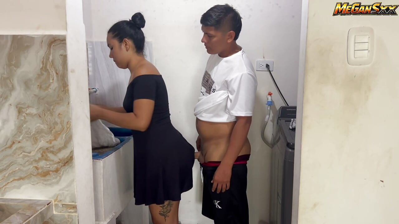 I fuck her furo against the laundry room.