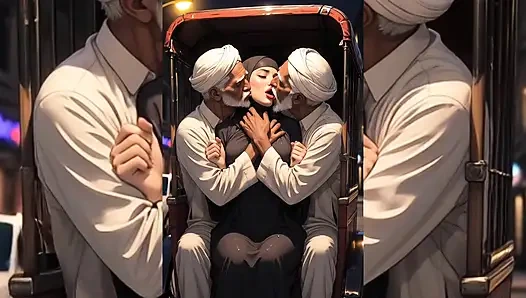 Tesettürlü Müslüman kızlar çirkin şişman edepsiz yaşlı erkekler tarafından aşağılanıyor ve perişan ediliyor - sıkılıyor, öpülüyor, sert sikiliyor bölüm 2