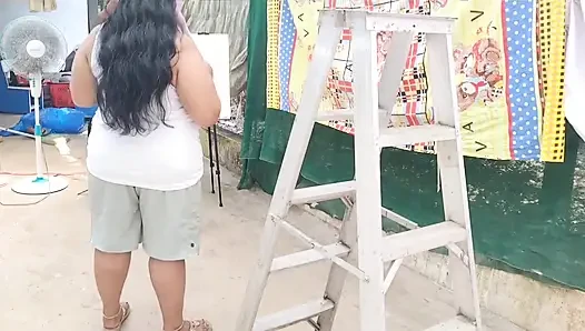 Indisches mädchen nackt, bts, verschiedene winkel, zeigt ihren sexy arsch und möpse