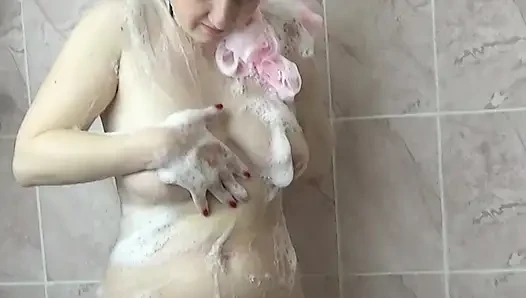 Beautiful Solo Girl Washing in the Shower. Sensual Erotic Vibes
