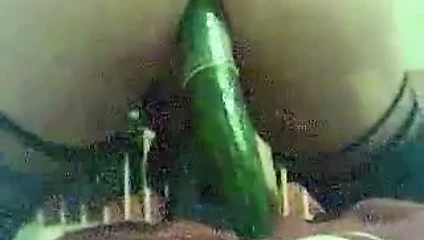 Playing with the toy - Assfuck with cucumber