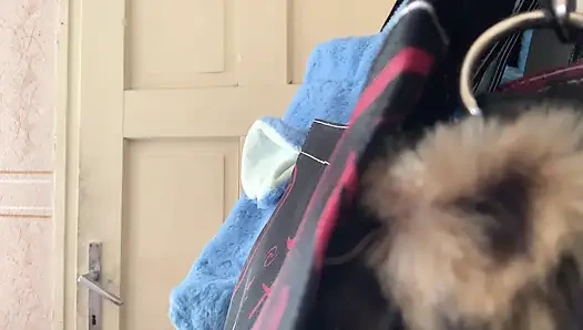 Metal babe show her tits at home