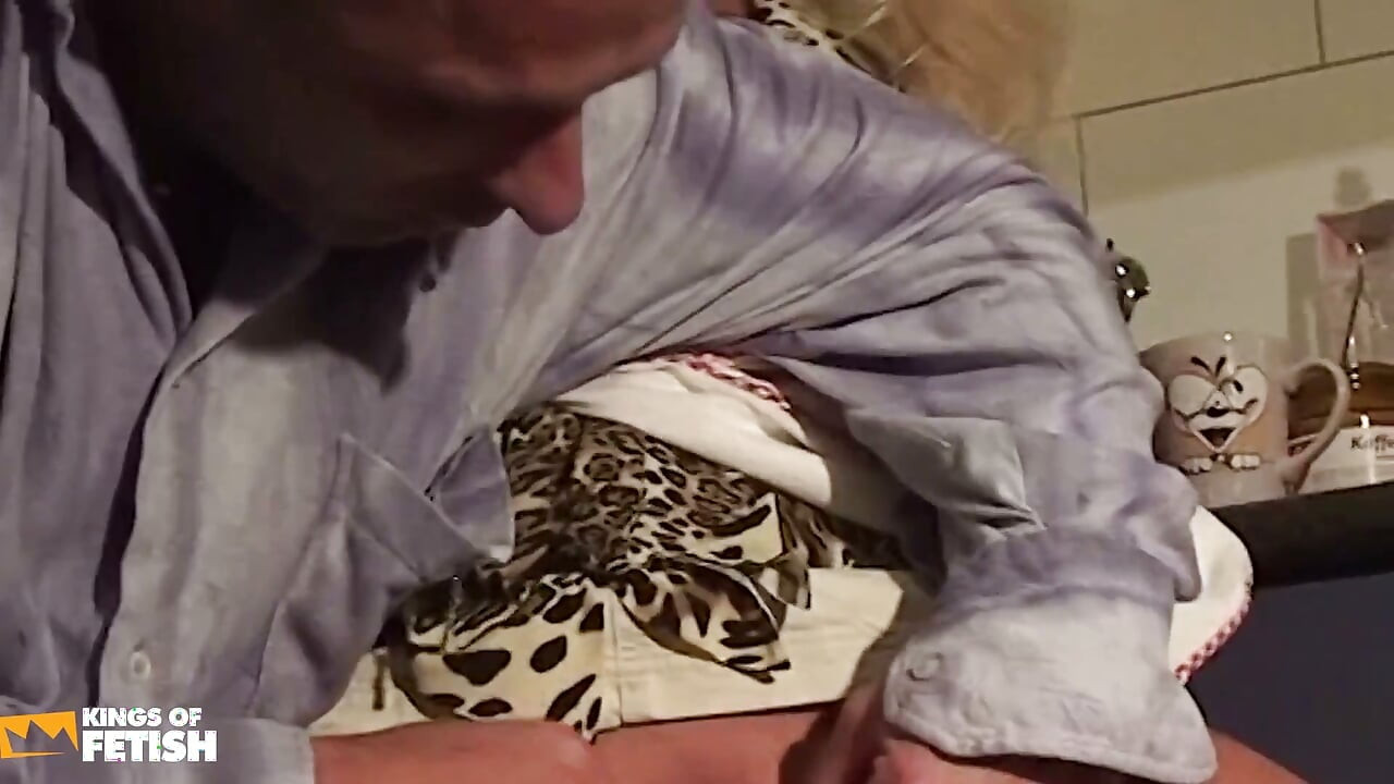 Tattooed MILF Gets Her Pierced Pussy Screwed by a Man on the Kitchen Floor