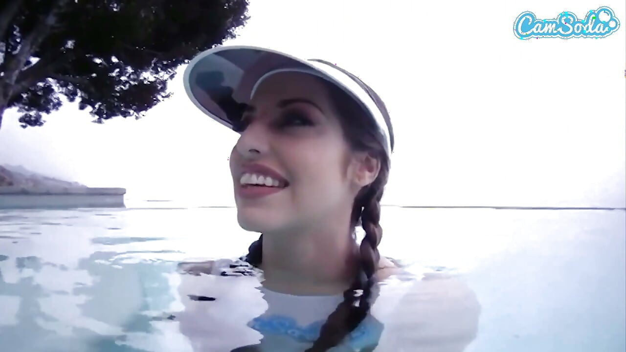 Busty PAWG MILF Spencer Bradley Cums in the Pool While Boss Is Away