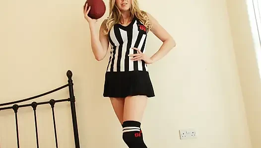 Gorgeous Blonde Referee Sapphire Is Not Against to Let Her Hair Down Before Next Game