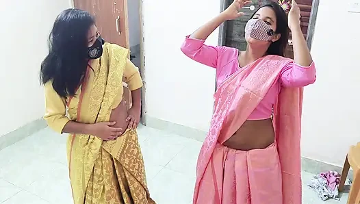Hot Indian saree wear Desi step-sis lesbian sex when they alone at home xxx