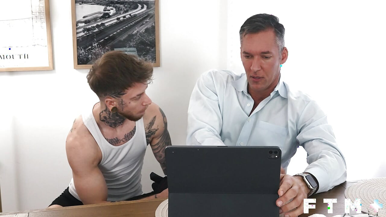 Hairy DILF Silver Steele has FTM gay sex w Atlas Alexander