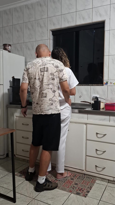 The maid got fucked in the ass in the kitchen while washing the dishes. | Clip 1