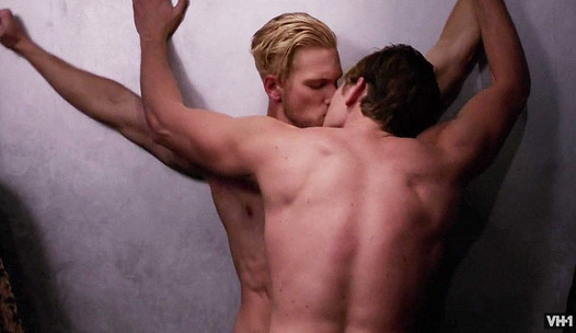 Male celebrity Adam Senn gay kissing and shirtless scenes