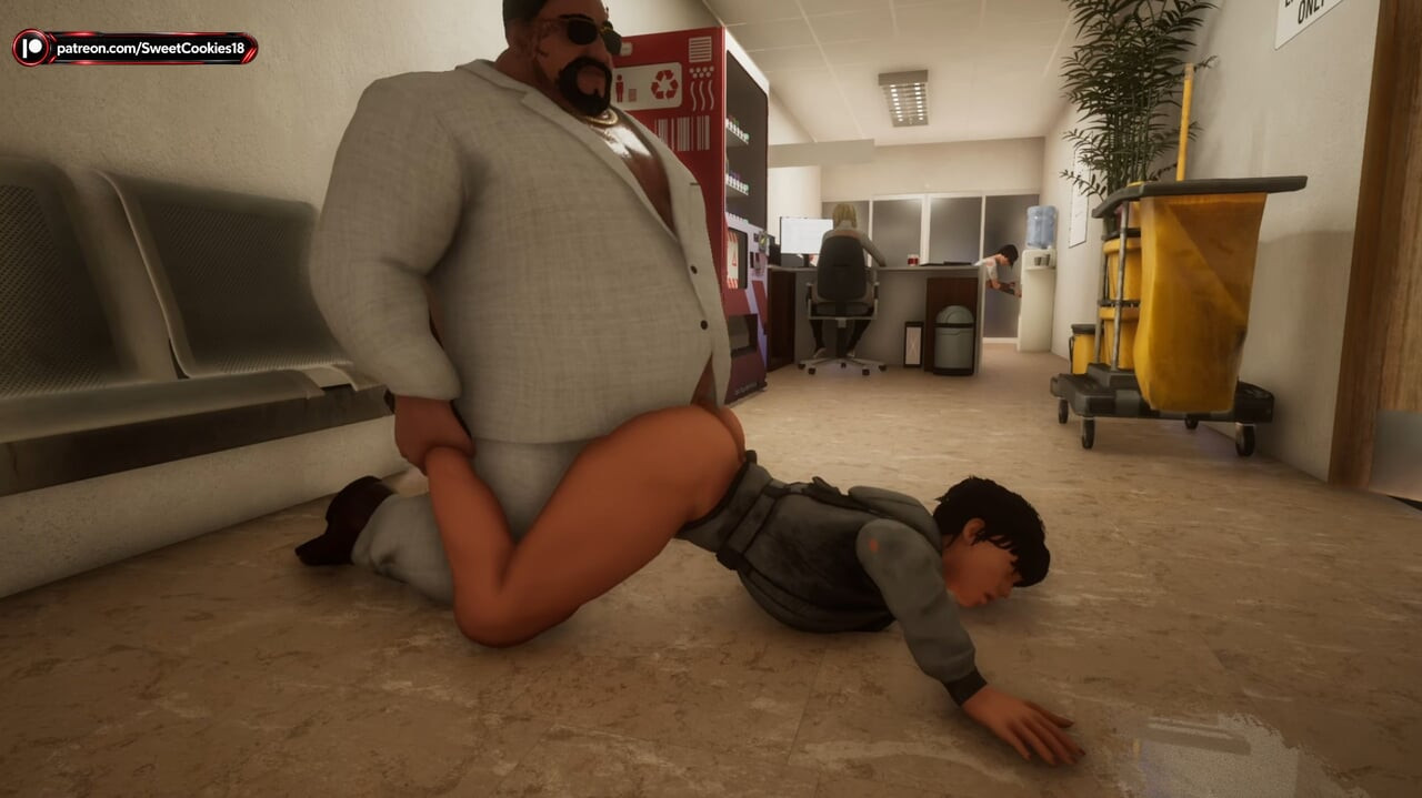 Public Hallway Sex - Fat Man & Cleaner