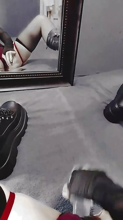 Goth Latina, dildo, boots and uncensored  masturbation