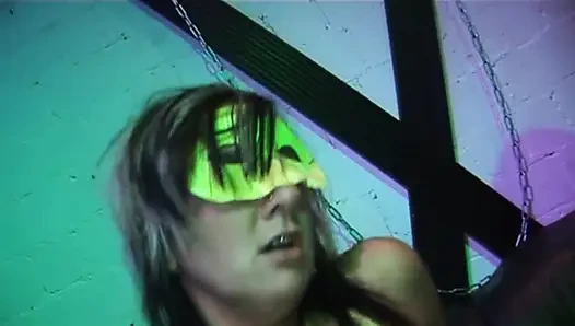 Masked Blonde Squirts Wildly From Deep Fingering Explosion