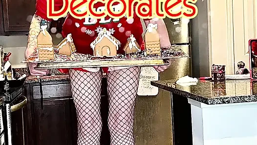 73 Giantess in 8-inch Heels Decorates a Gingerbread Village