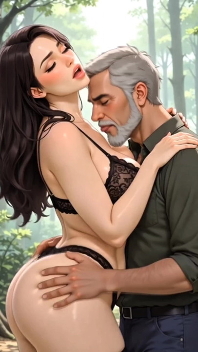 "Hentai Forest Temptation: Thick Young BBW Ravished by Older Man in Moonlit Outdoor Ecstasy" | Clip 1