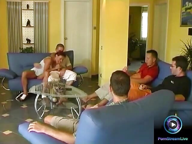 Redhead milf Mary Gang getting gangbanged