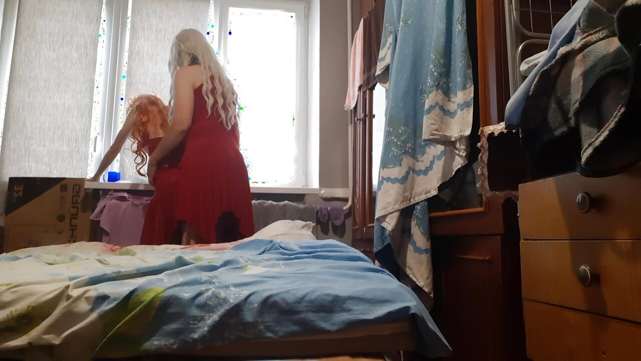 Blonde Stepmom Seduces Redhead Stepdaughter and Fucks Her While Her Husband Takes a Shower