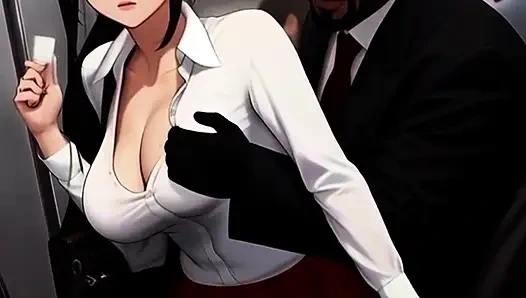 Schöne exotische cartoon-frauen werden kostenlos im öffentlichen zug benutzt