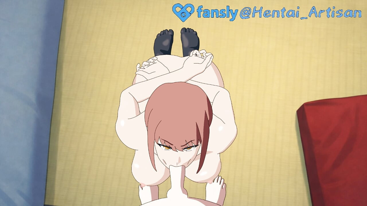 Hentai Artisan: Makima, Chainsaw Man, Black Stockings Footjob, Deepthroat Facefuck, Double Penetration, Gets Fucked Hard