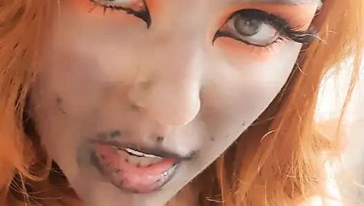 Halloween Teen Slut Squirting & Pissing Then Licking It up