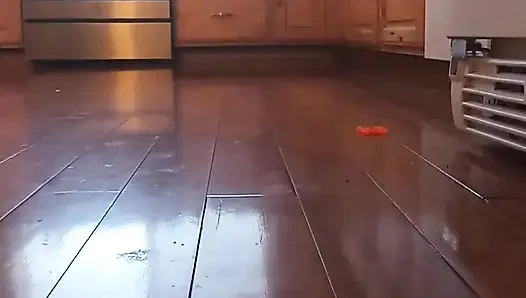 Dees tief sauber. Schmutzige Hausfrau Dee putzt und holt in deinem Haus ohne Hose oder Höschen ab.