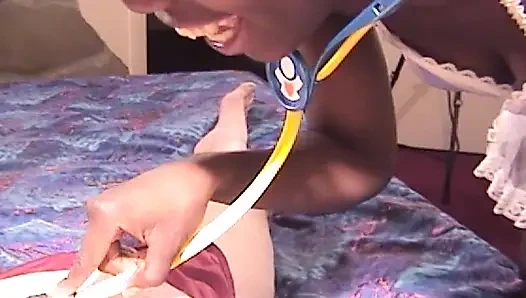 Horny Ebony Nurse Gets Warm Cum on Her Perfect Face