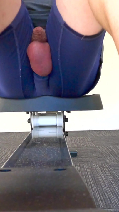 Must-see moment from "Straight guy rides the rower in the hotel gym with his cock out"
