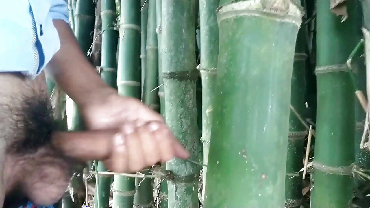 Indian Boy Cumming on Bamboo,handjob Cumshot