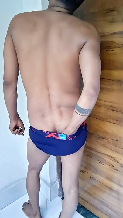 Blue and red open cock briefs.