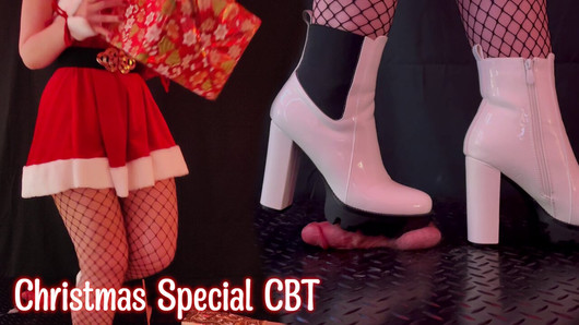 Weihnachts-CBT in gefährlichen Stiefeln mit Tamystarly - Ballbusting, Bootjob, Shoejob, Domina